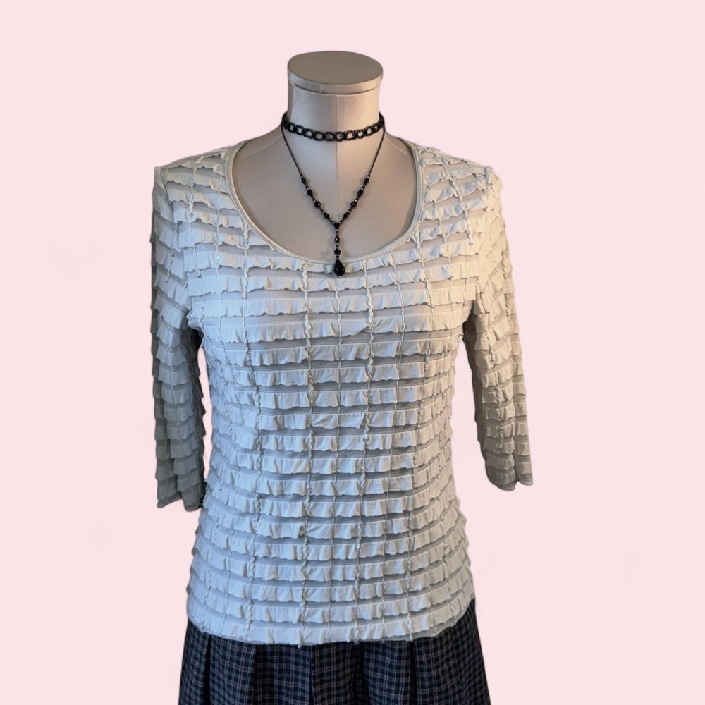 🤍 Tribal Textured Ruffle Top | Fairy‎ Grunge Romantic Blouse ✨